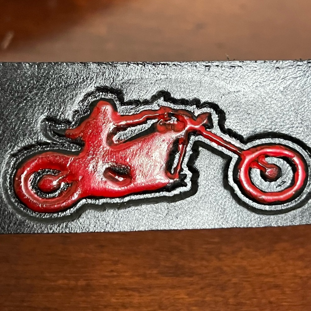 Vintage tooled Leather biker Belt Bentley’s Biker Saloon Maine rare edgy EUC - Picture 5 of 15